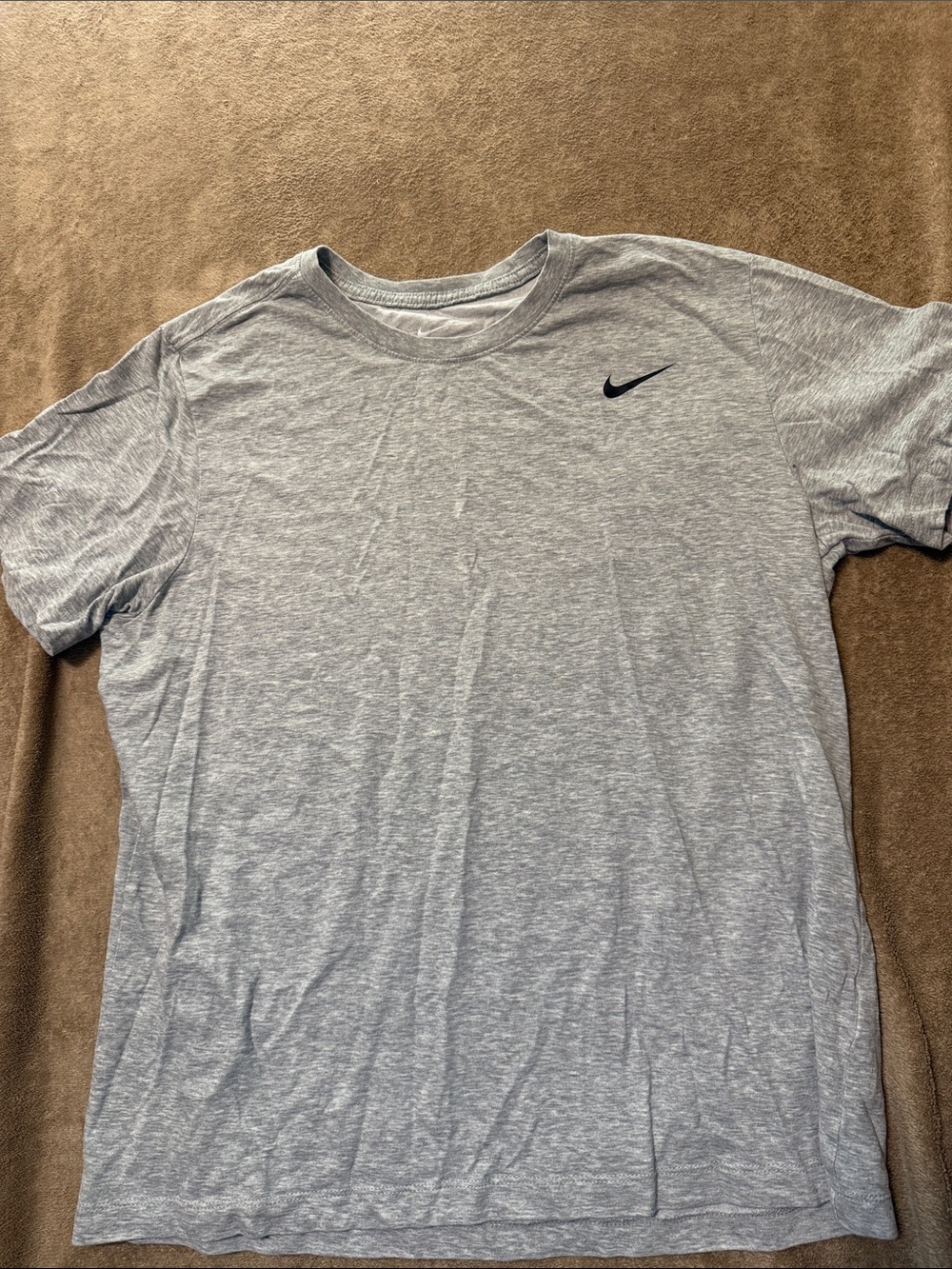 Nike Light Gray Short-Sleeve Crew Tee with Black Swoosh